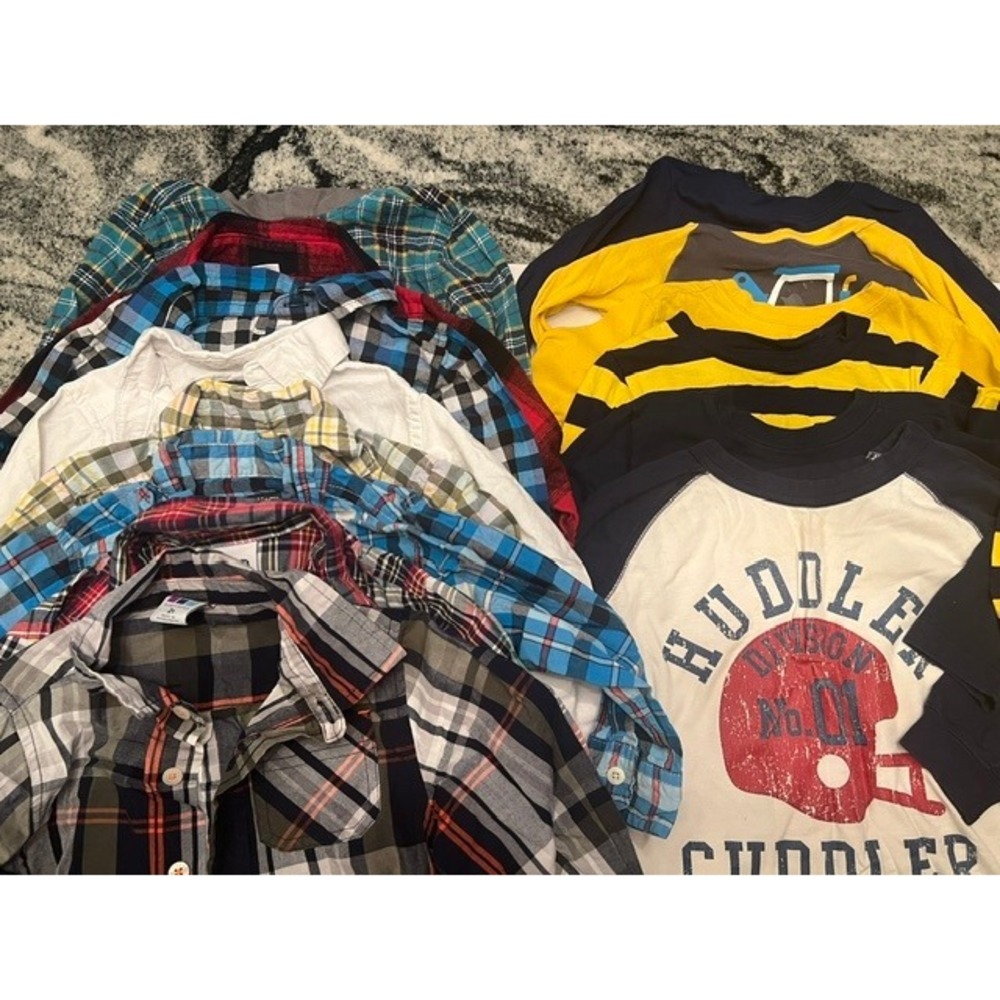 Mixed Brand Plaid & Graphic Shirt Bundle 14 pc Kids 2T Multicolor Good Condition